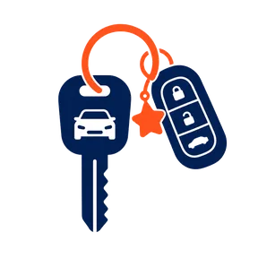 Illustration of a car key with keyring