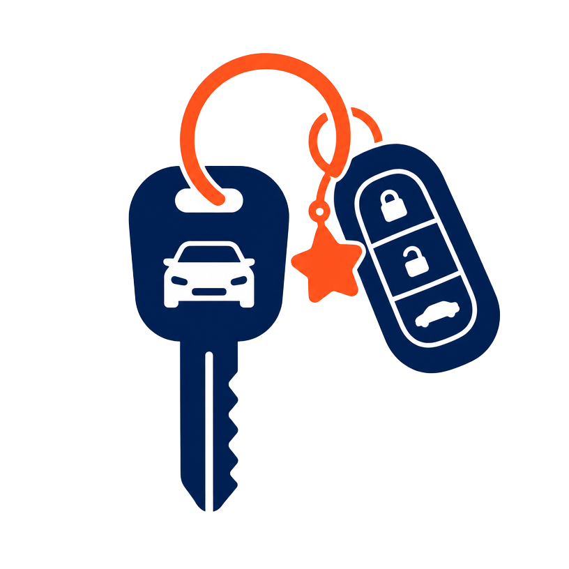 Illustration of a car key with keyring