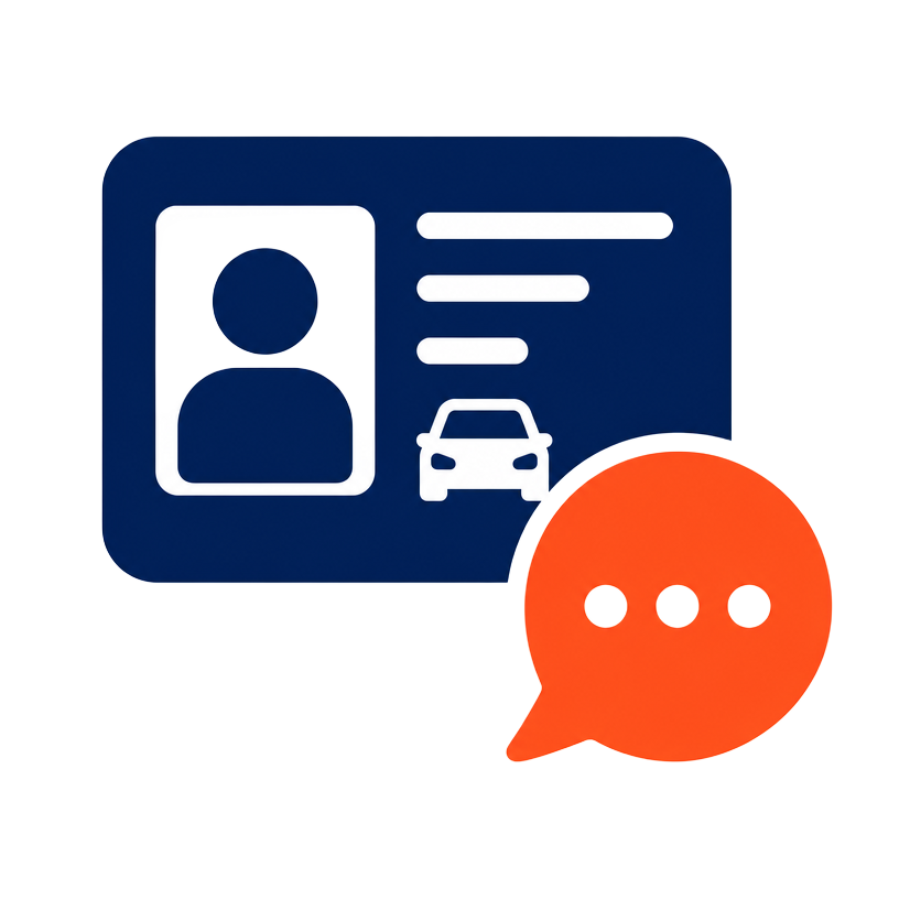Illustration of an ID card with a chat bubble