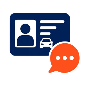 Illustration of an ID card with a chat bubble